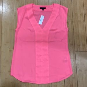 J.Crew Sleeveless V-neck blouse, hot pink color.